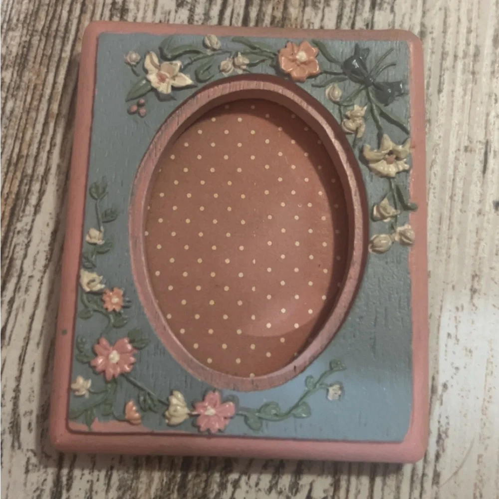 Vintage mini Floral pink and blue photo frame magnet #cottagecore #fairycore
